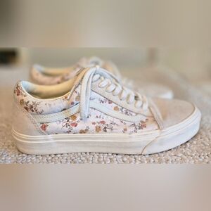 Vans Old Skool Floral Sneakers With Suede Accents Women's Size 11